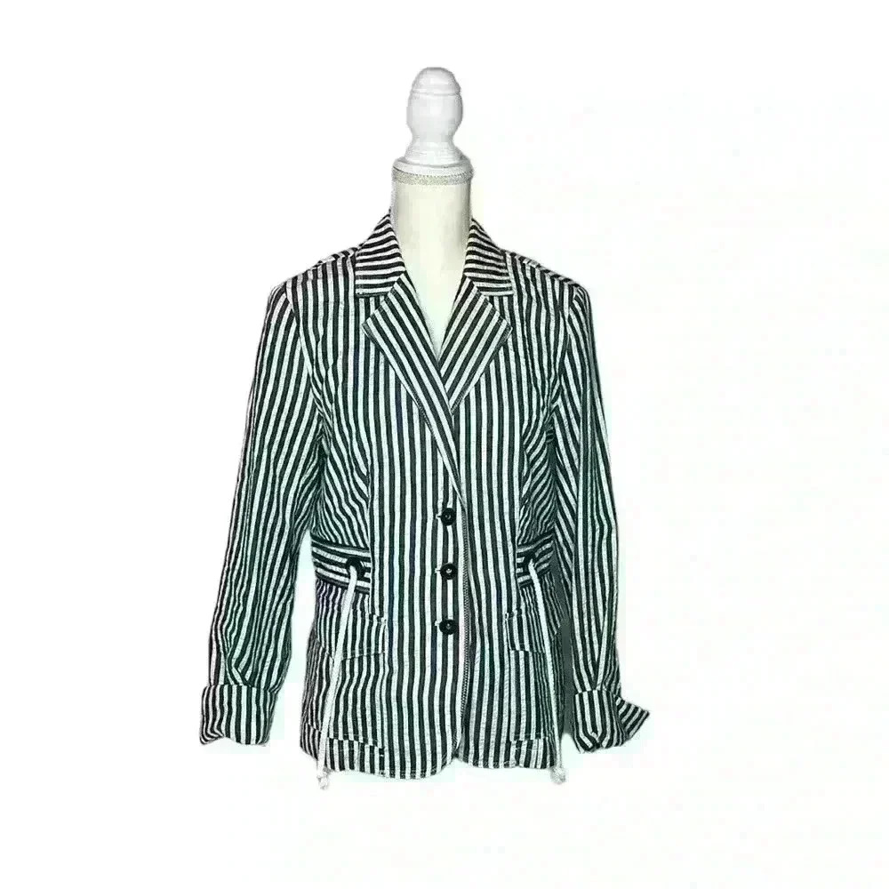 Coldwater Creek Seersucker Novelty Striped Jacket Size Small